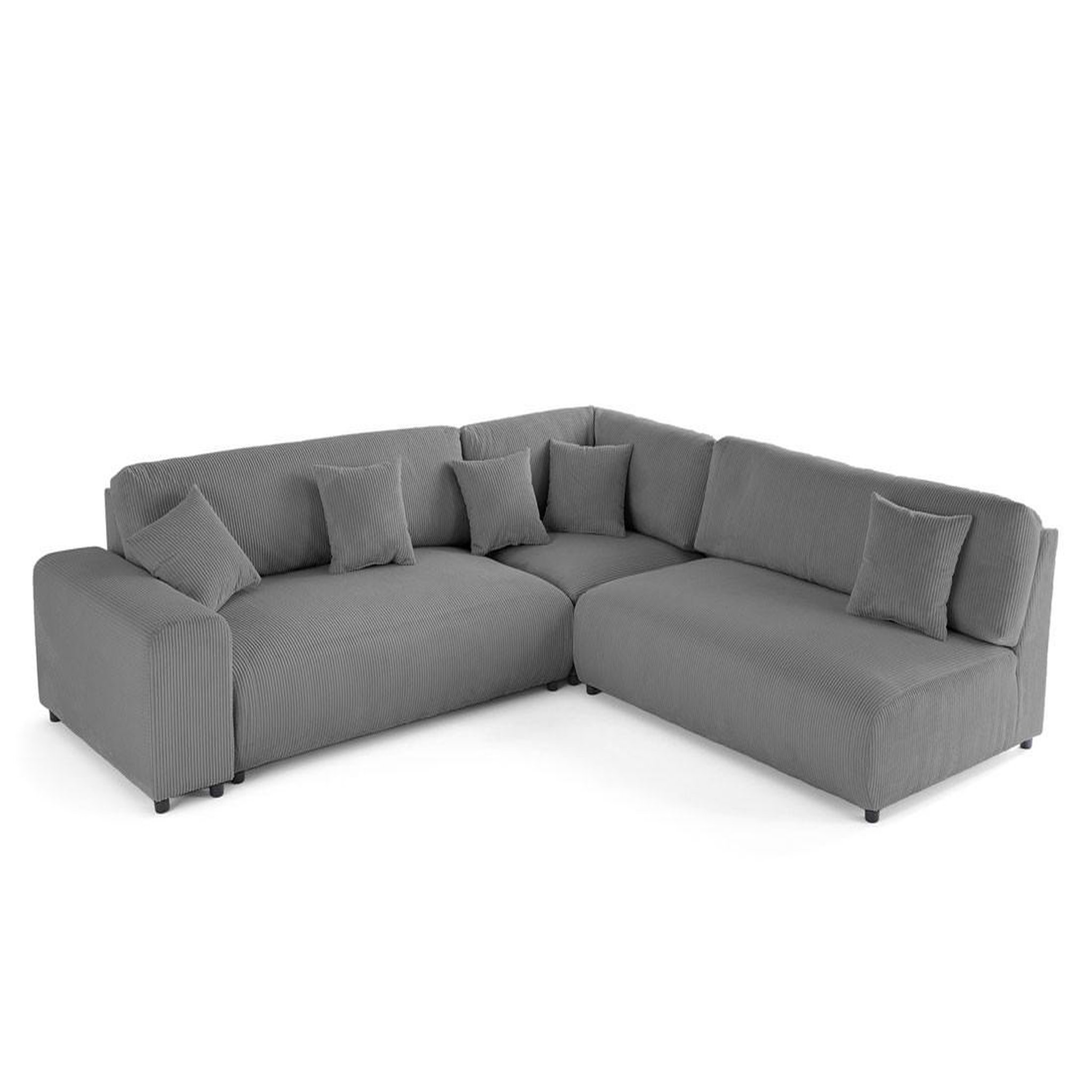 Voir la diapositive 3 : LISA DESIGN Garance - canapé modulable d'angle droit - 6 places - en velours côtelé