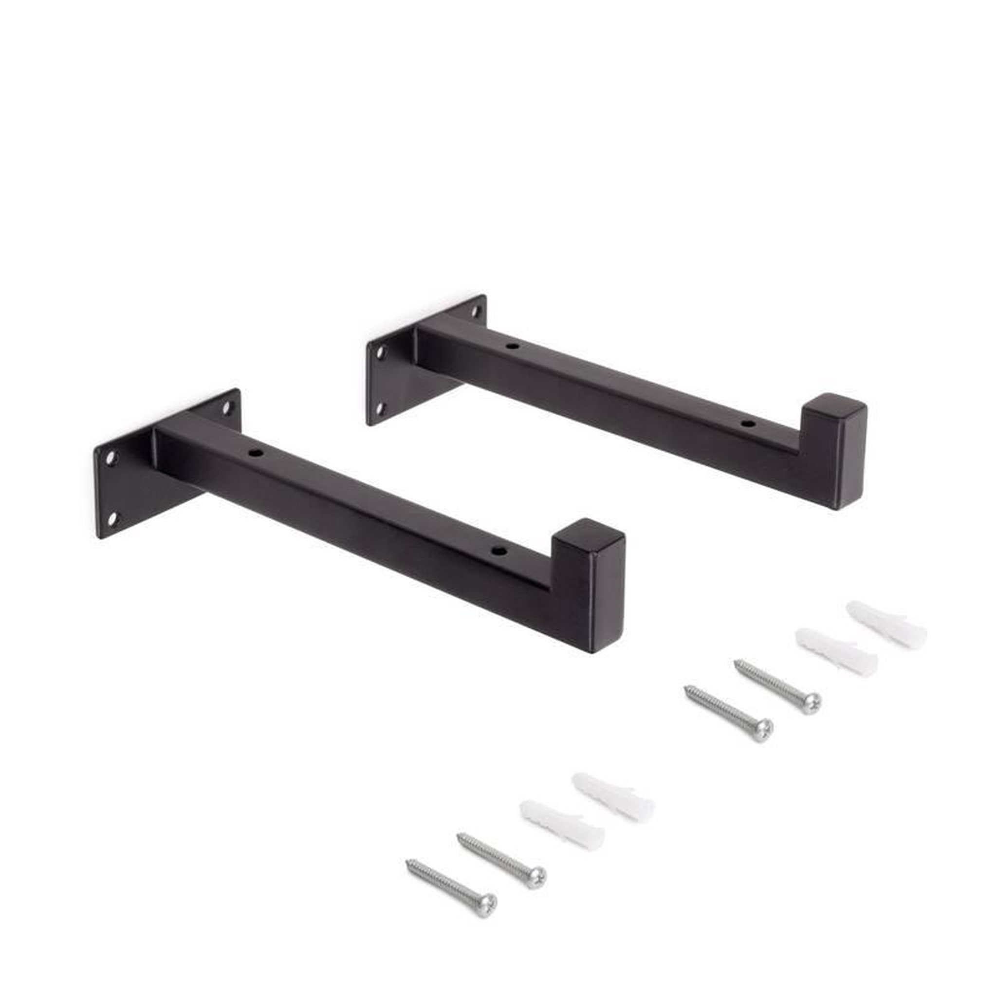 EMUCA SRL Jeu de supports pour étagères en bois Shelf droit avec tube carr - Acier - Peint en noir