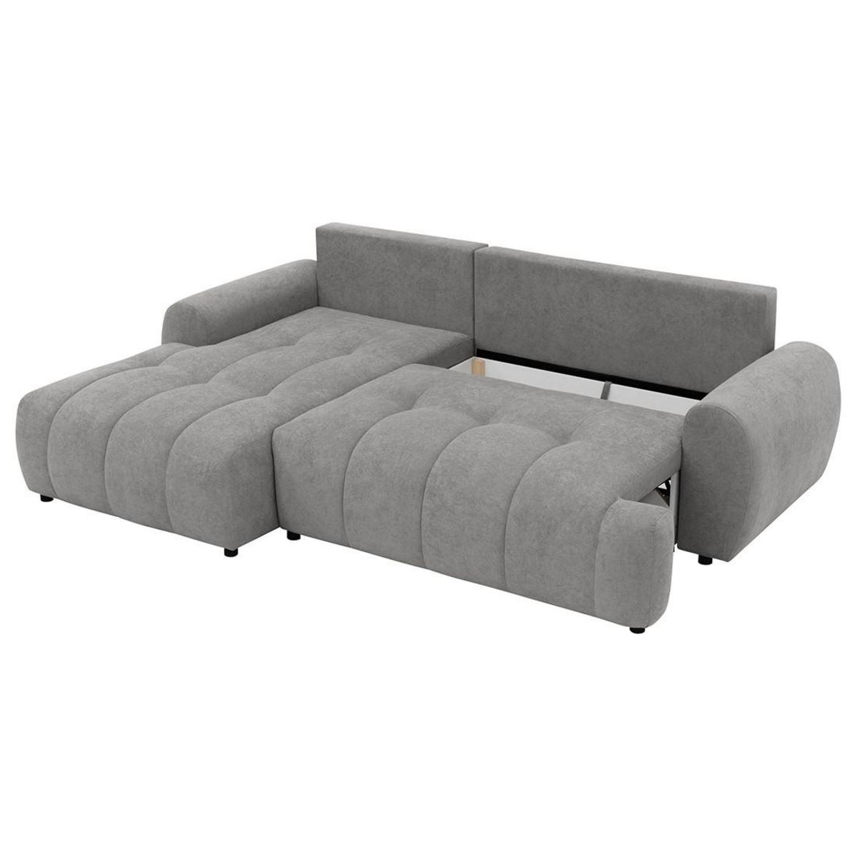 BEST MOBILIER Luzzio - canapé d'angle gauche 4 places convertible avec coffre en tissu texturé