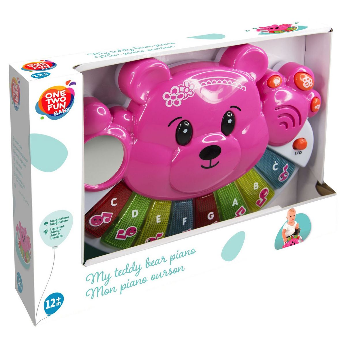 One Two Fun Mon piano ourson - rose 