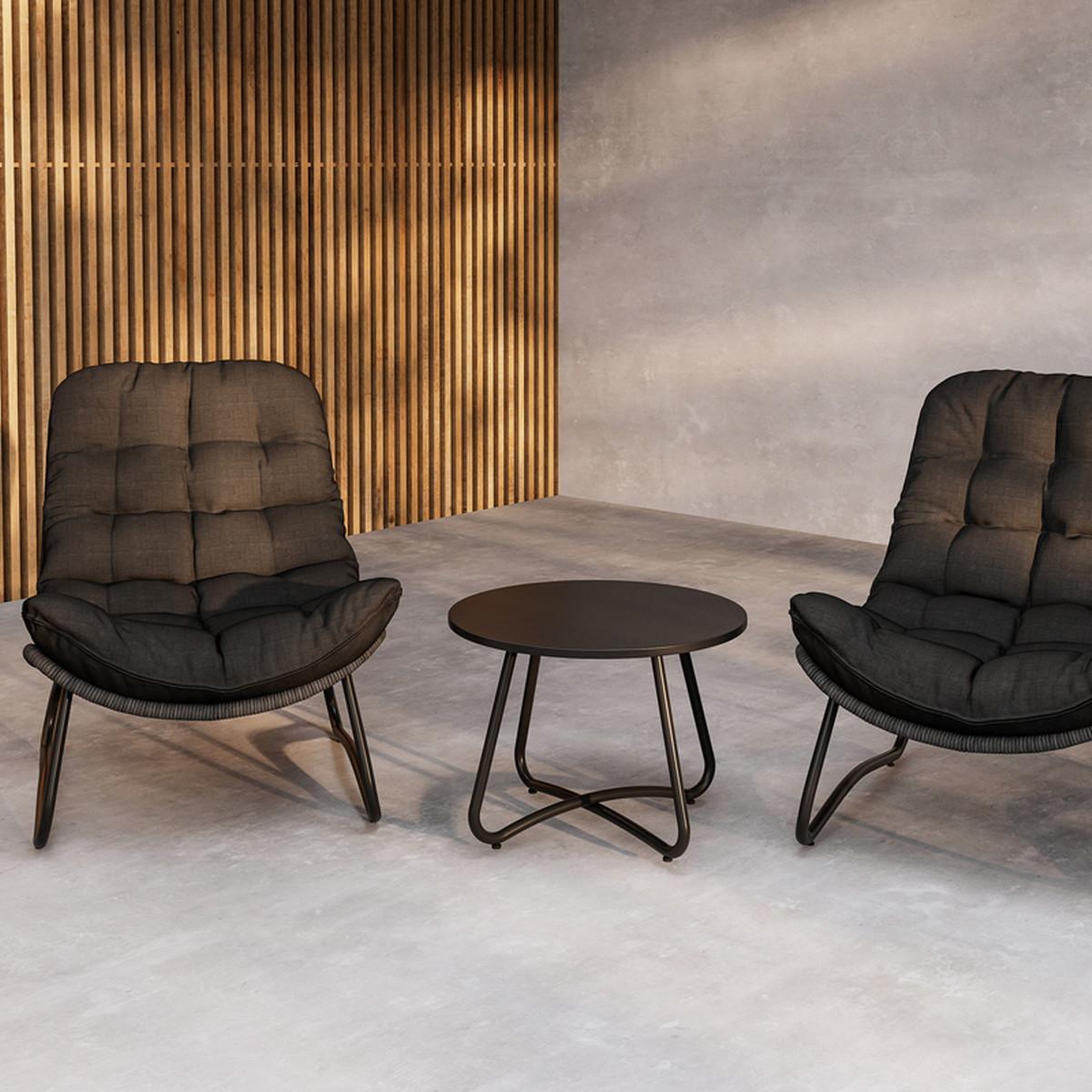 Voir la diapositive 6 : Paris Prix Salon de jardin 2 places  cata  93cm anthracite