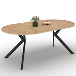 ID MARKET Table à manger extensible ronde ALIX 4-10 personnes pied araignée bois et noir 110 - 200 cm