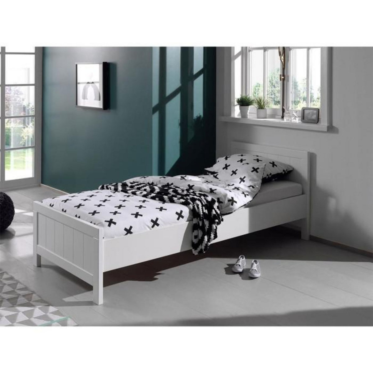 Paris Prix Pack - Lit Enfant & Sommier  Erik  90x200cm Blanc