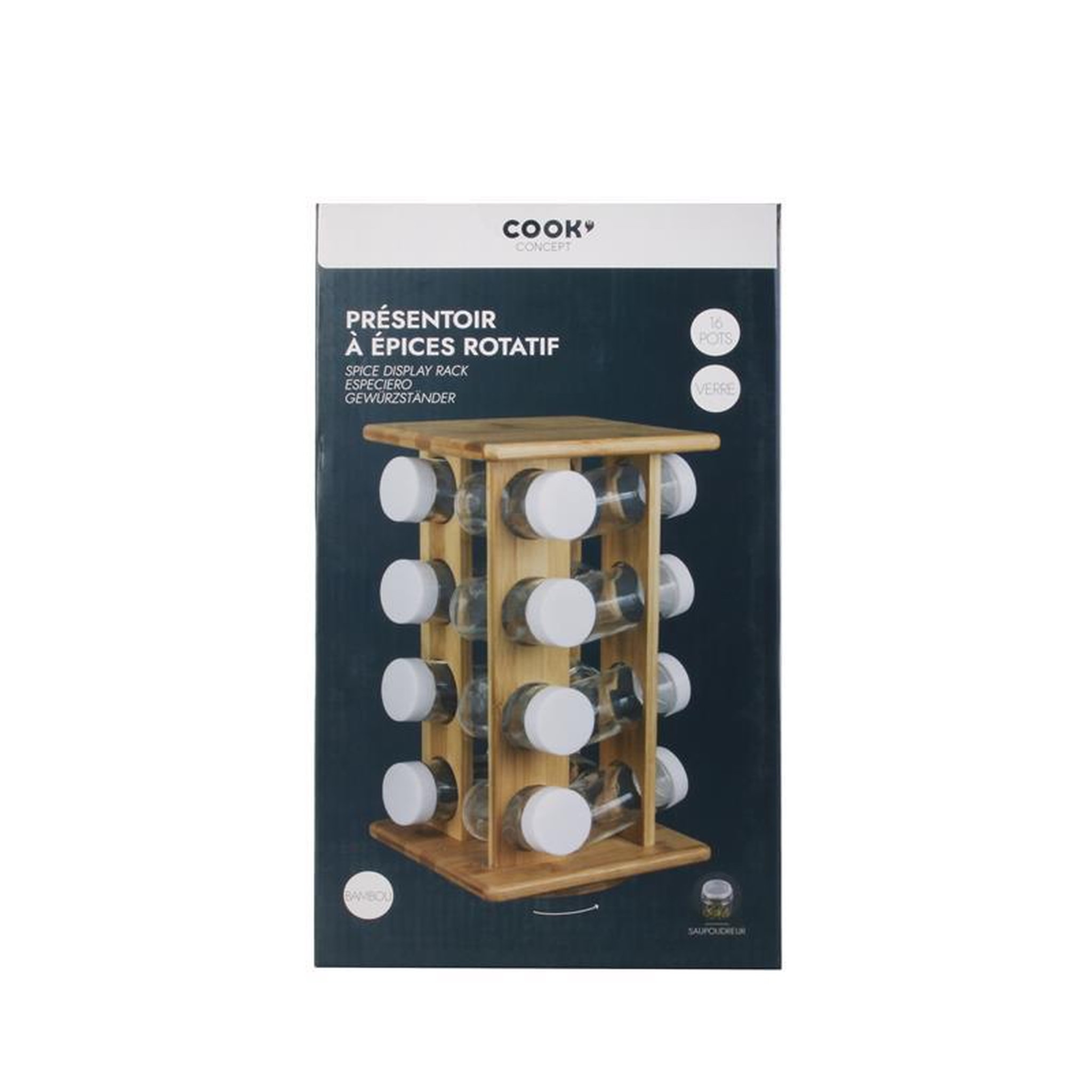 Voir la diapositive 4 : The Home Deco Factory Etagère à épices en bambou cook - 16 pots