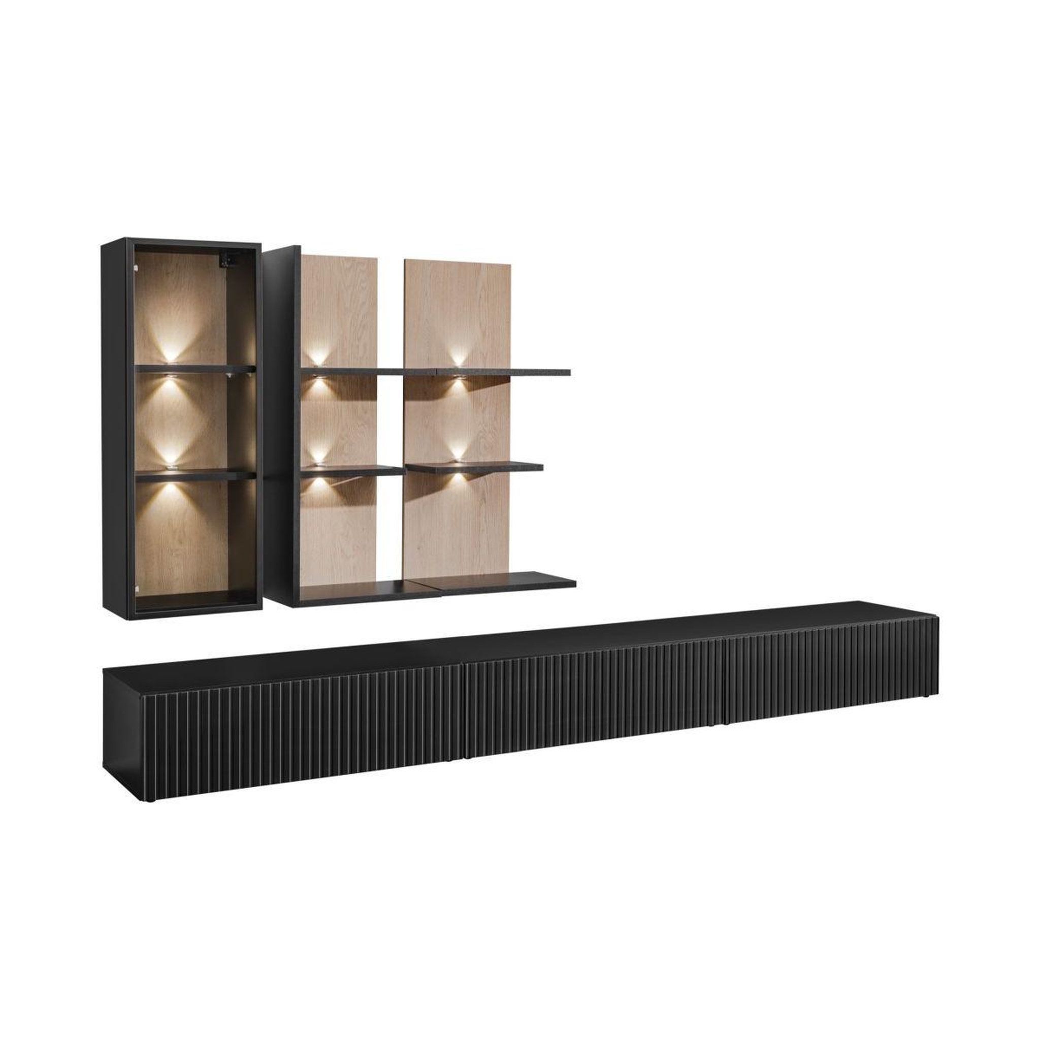 Voir la diapositive 2 : Paris Prix Ensemble meuble tv design  soul  300cm noir