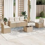 VIDAXL Salon de jardin avec coussins 6 pcs beige resine tressee