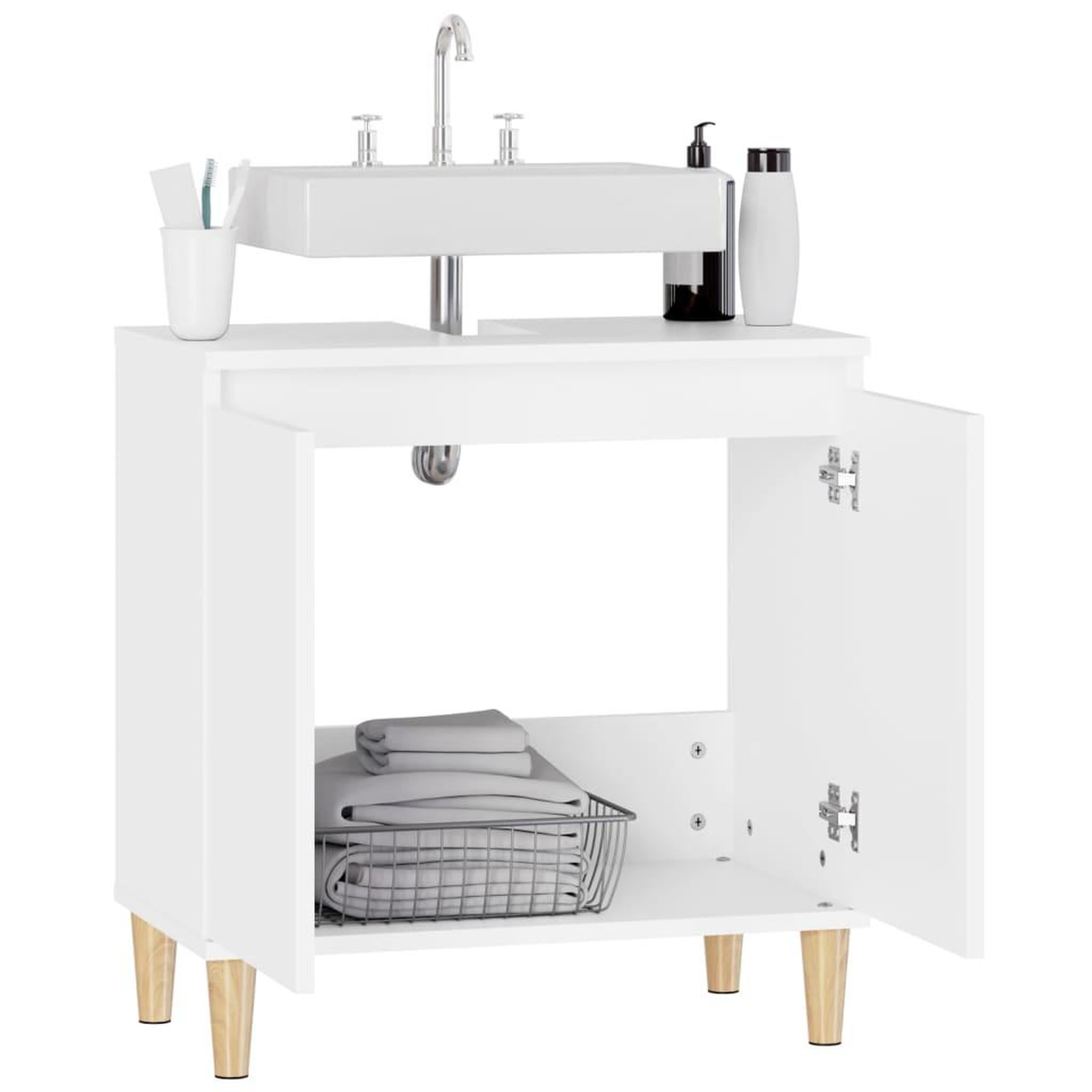 Voir la diapositive 5 : VIDAXL Meuble d'evier blanc 58x33x60 cm bois d'ingenierie
