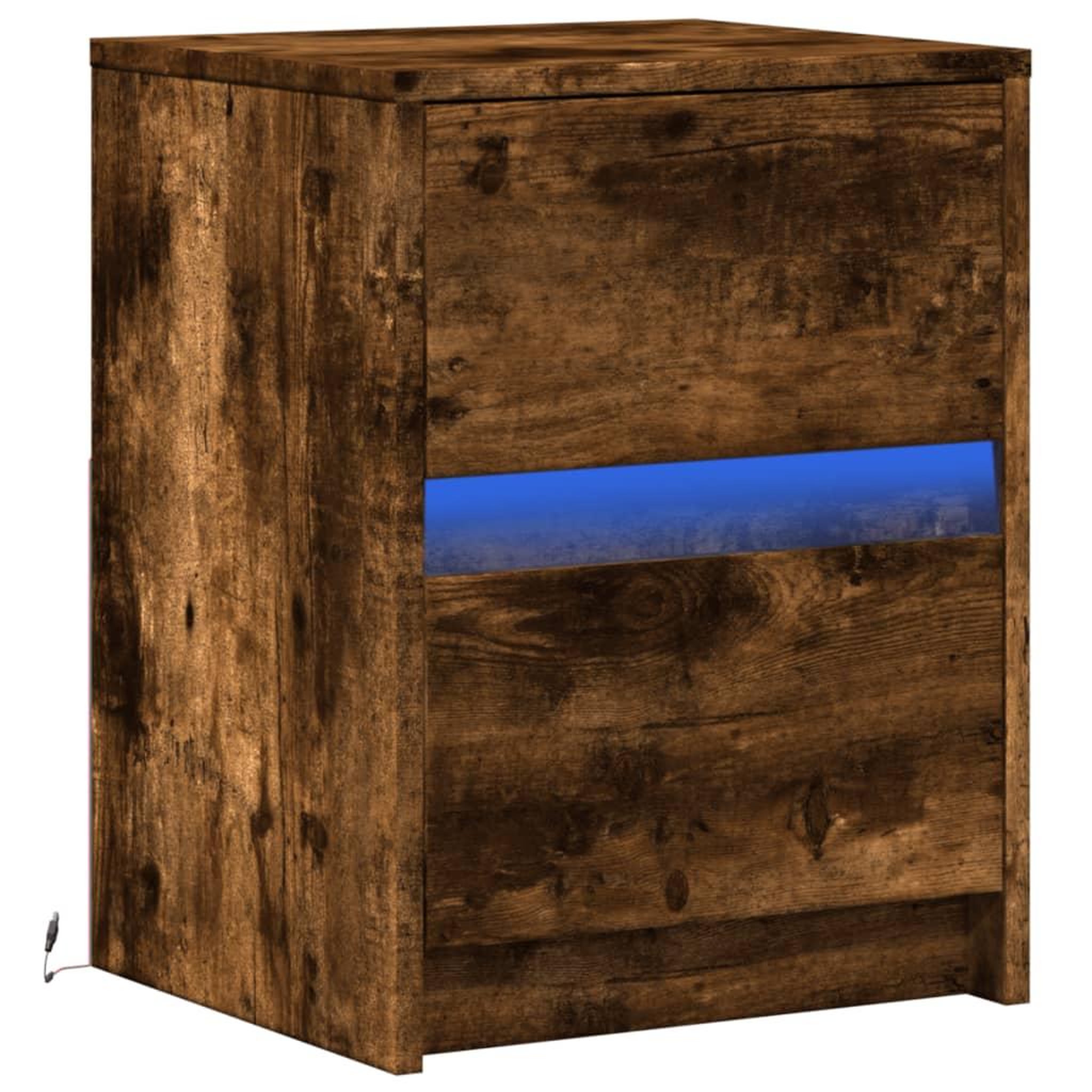 Voir la diapositive 3 : VIDAXL Armoire de chevet et lumieres LED chene fume bois d'ingenierie
