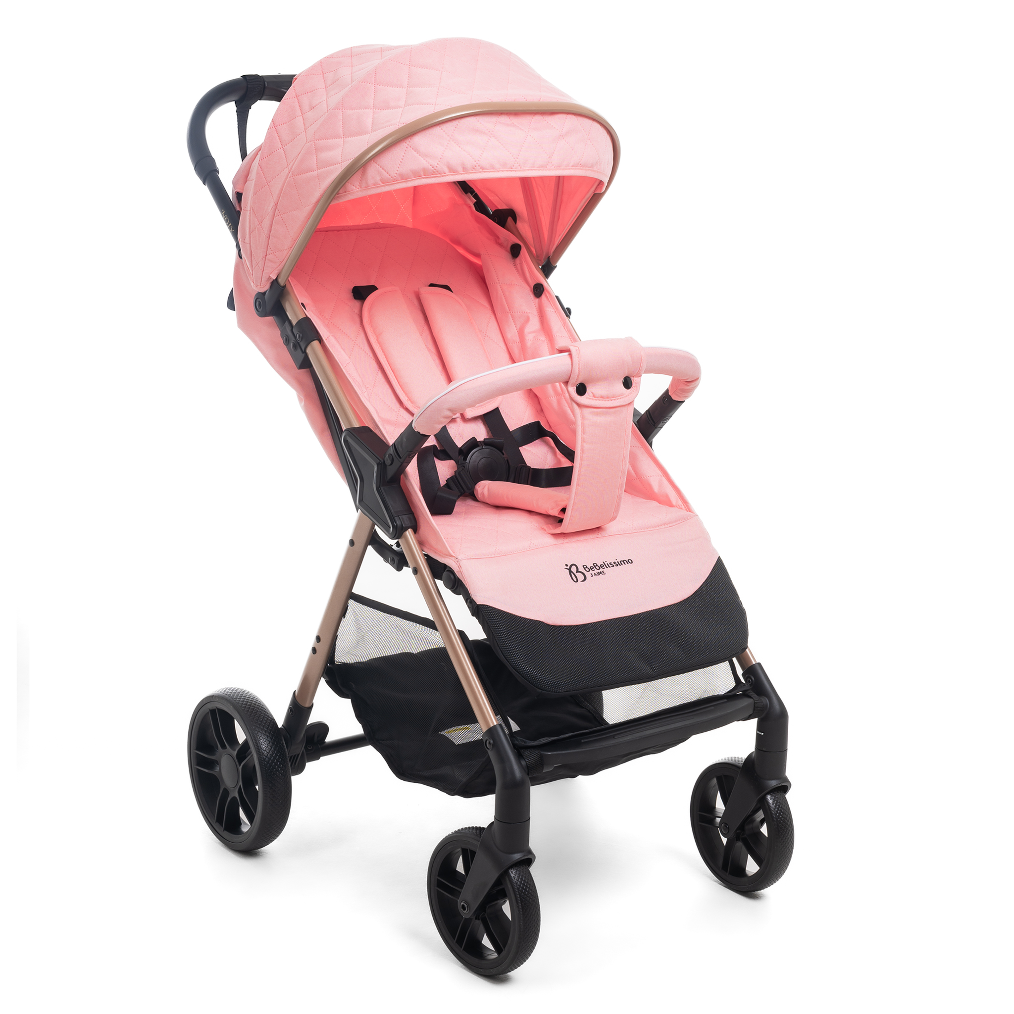 Voir la diapositive 2 : BEBELISSIMO Poussette Bébé Canne Ultra Compacte – Légère – Pliage à Une Main – Noix - rose