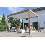 Voir la diapositive 8 : Pergola Bioclimatique autoportée 3X4 m - Aluminium - effet bois naturel/blanc - VS OMBREA®