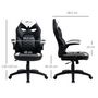 Voir la diapositive 3 : VINSETTO Vinsetto Fauteuil de bureau manager gaming style baquet racing dossier assise capitonné accoudoirs relevables revêtement synthétique noir blanc