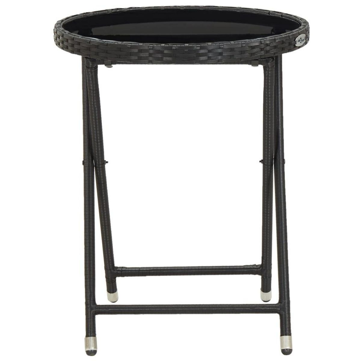 VIDAXL Table a the Noir 60 cm Resine tressee et verre trempe