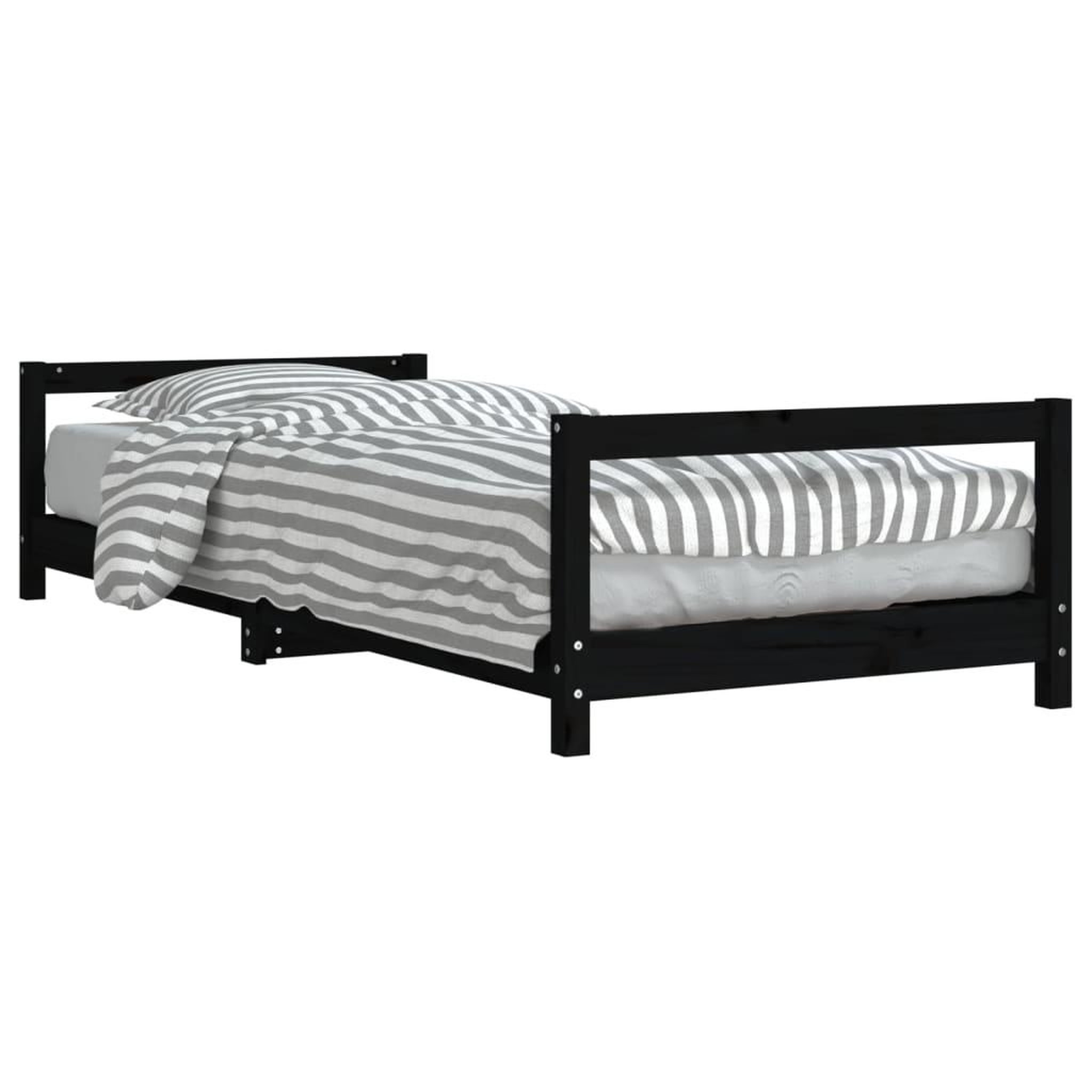 Voir la diapositive 2 : VIDAXL Cadre de lit pour enfants noir 90x200 cm bois de pin massif
