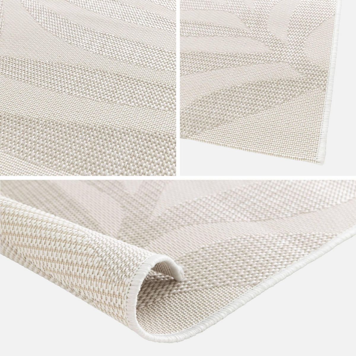 SWEEEK Tapis intérieur/extérieur motif végétal crème et beige polyester recyclé Kate