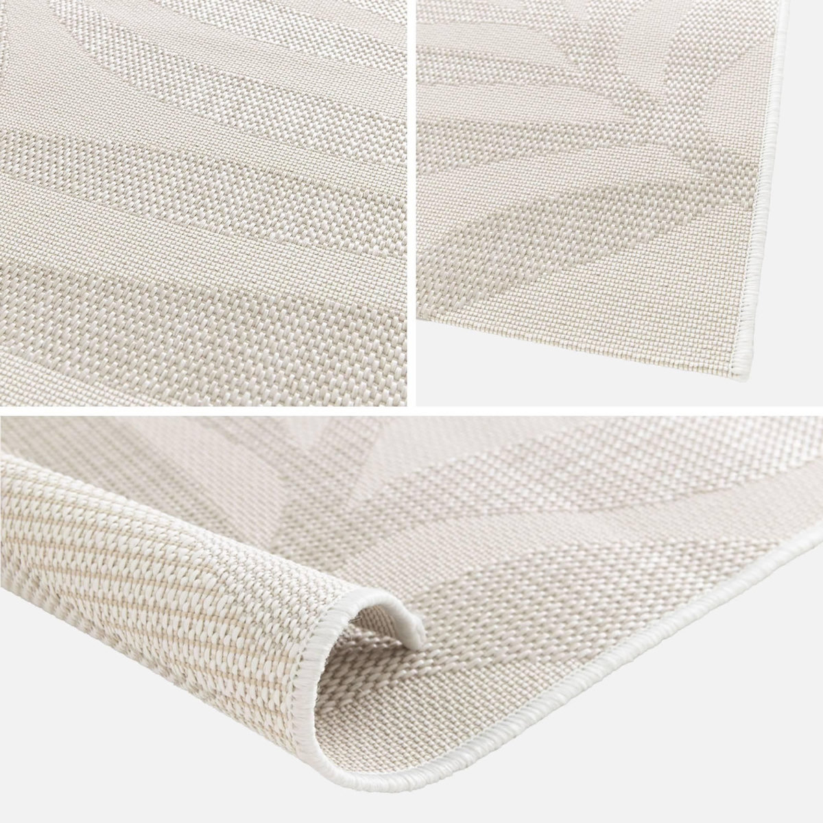 SWEEEK Tapis intérieur/extérieur motif végétal crème et beige polyester recyclé Kate