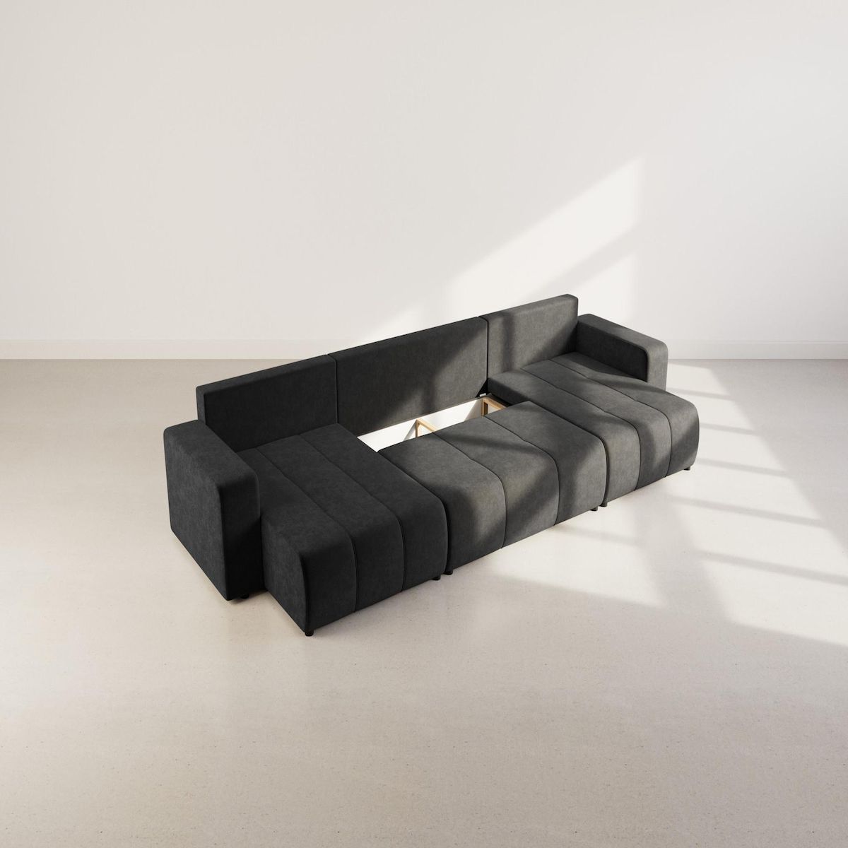 BEST MOBILIER Nicole - canapé panoramique en u 7 places convertible avec coffre en tissu