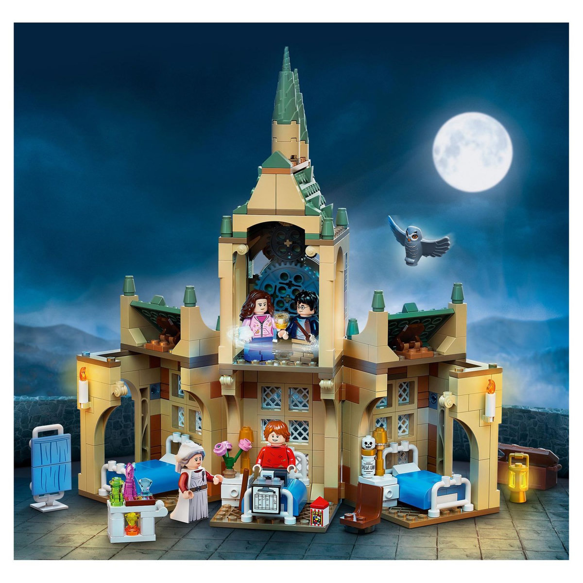 LEGO Harry Potter 76398 L&rsquo;Infirmerie de Poudlard, Château et Tour de l'Horloge, Jouet à Construire Prisonnier d'Azkaban, Avec Minifigure Ron Weasley