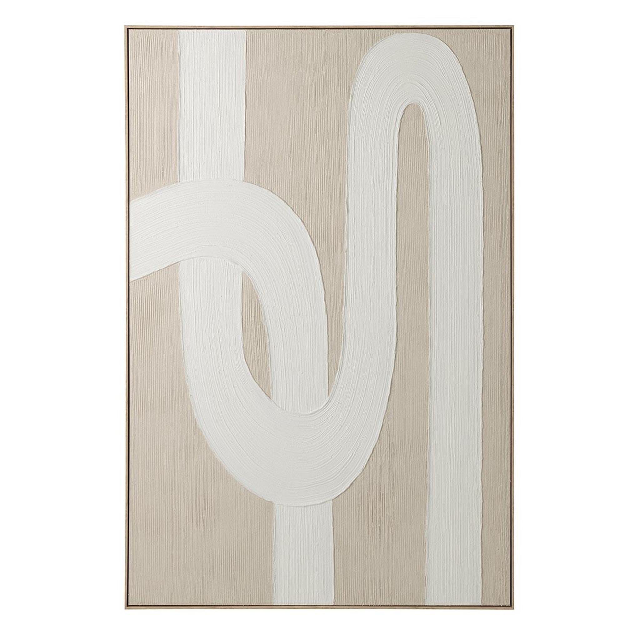 J-LINE Tableau déco  lignes  120x150cm beige & blanc