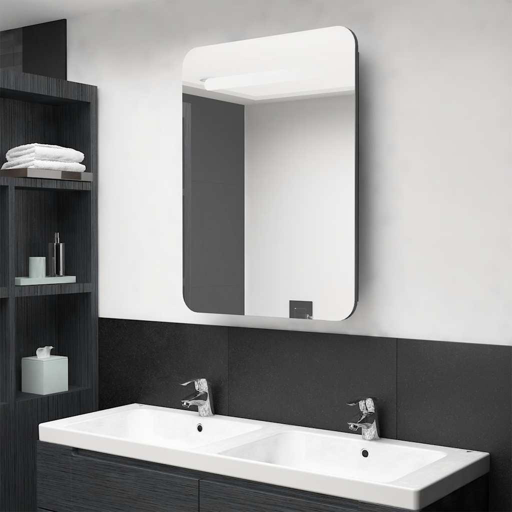 VIDAXL Armoire de salle de bain a miroir LED gris brillant 60x11x80 cm