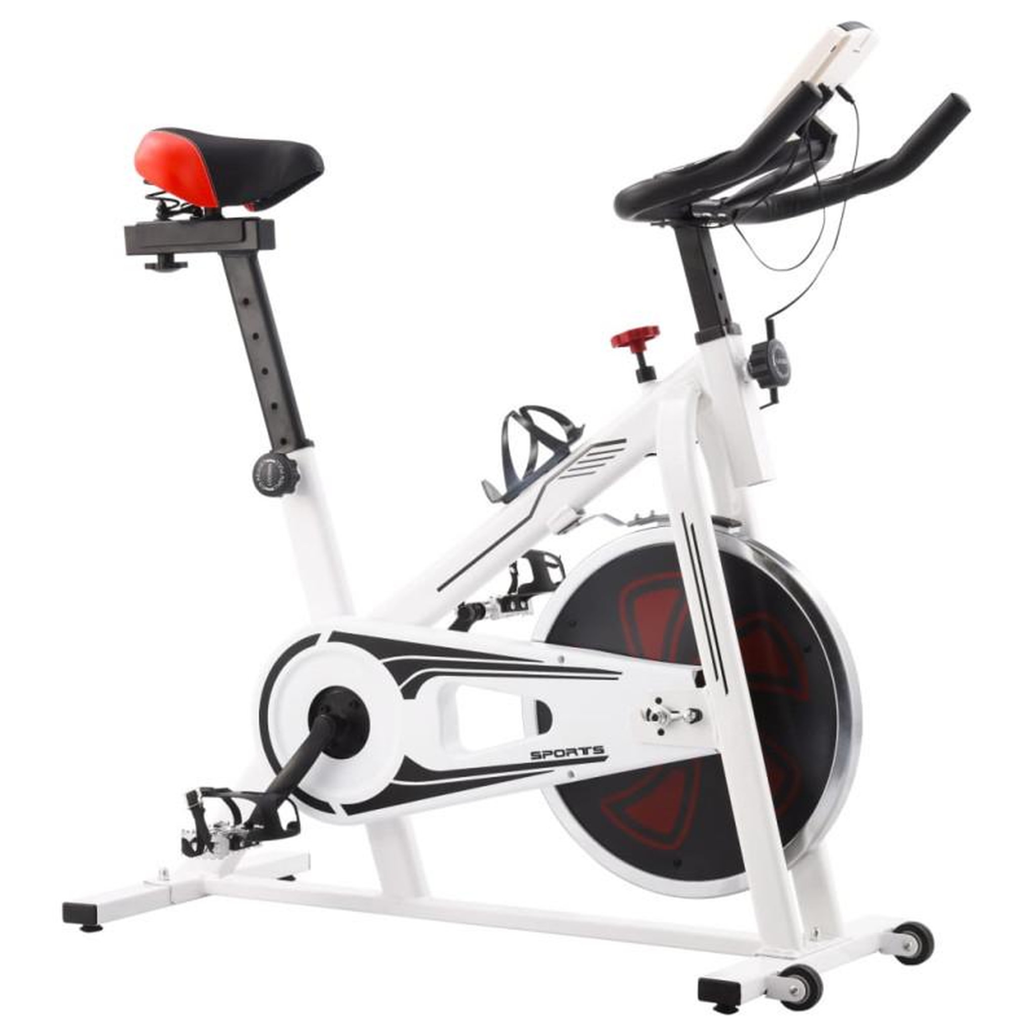 Voir la diapositive 2 : VIDAXL Vélo d appartement avec capteurs de pouls Blanc et rouge