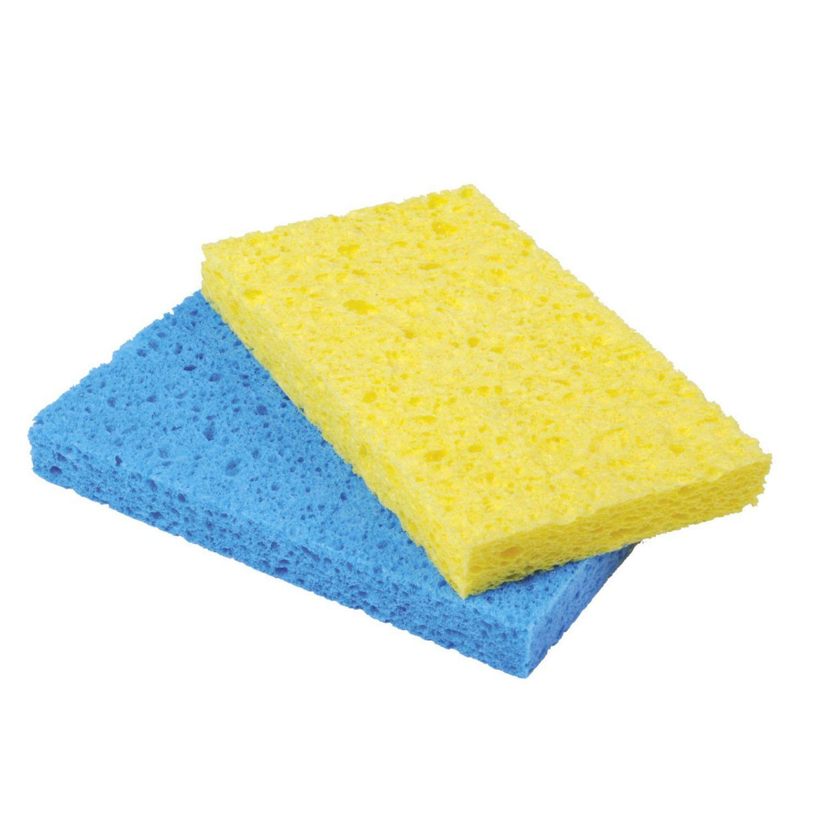 DIVERS 2 Eponges nettoyantes - 15 x 10 cm - Jaune et bleu