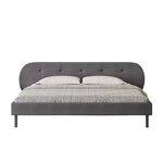 CONCEPT USINE Lit capitonné 140x190cm gris avec tête de lit et sommier TULSA