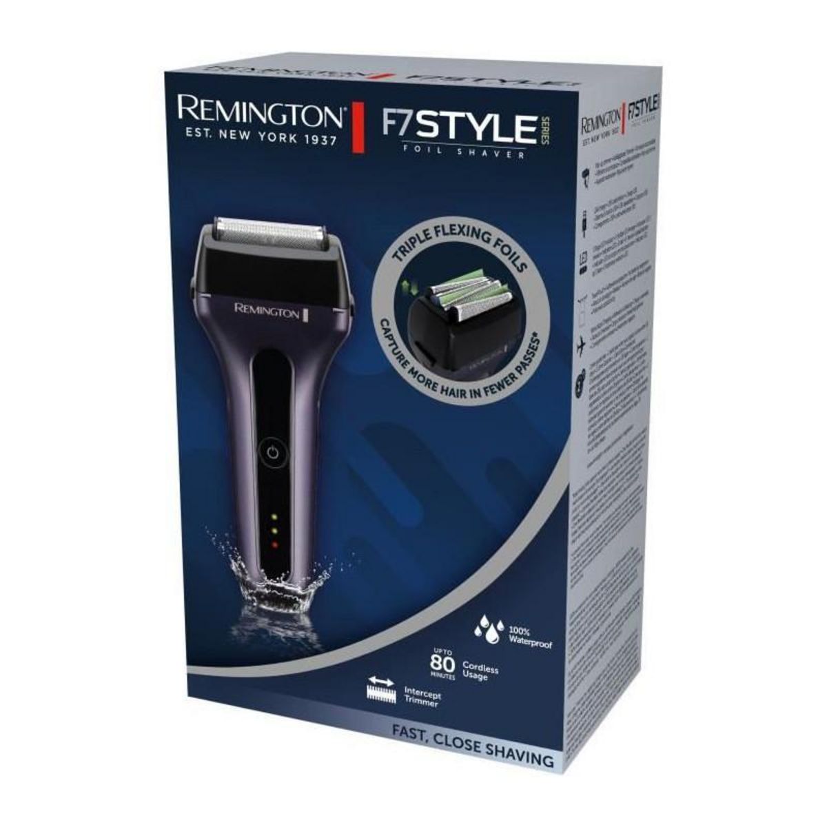 REMINGTON Rasoir a lames sans fil - REMINGTON - F7000 - Lames Tri-flex - Tete de découpe - 100% étanche - Autonomie 80 min
