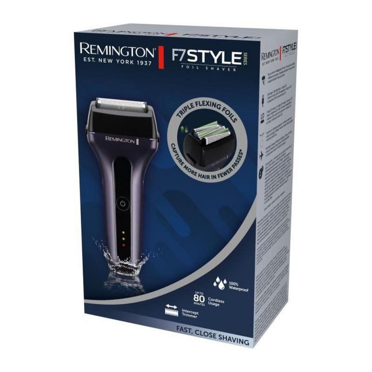 REMINGTON Rasoir a lames sans fil - REMINGTON - F7000 - Lames Tri-flex - Tete de découpe - 100% étanche - Autonomie 80 min