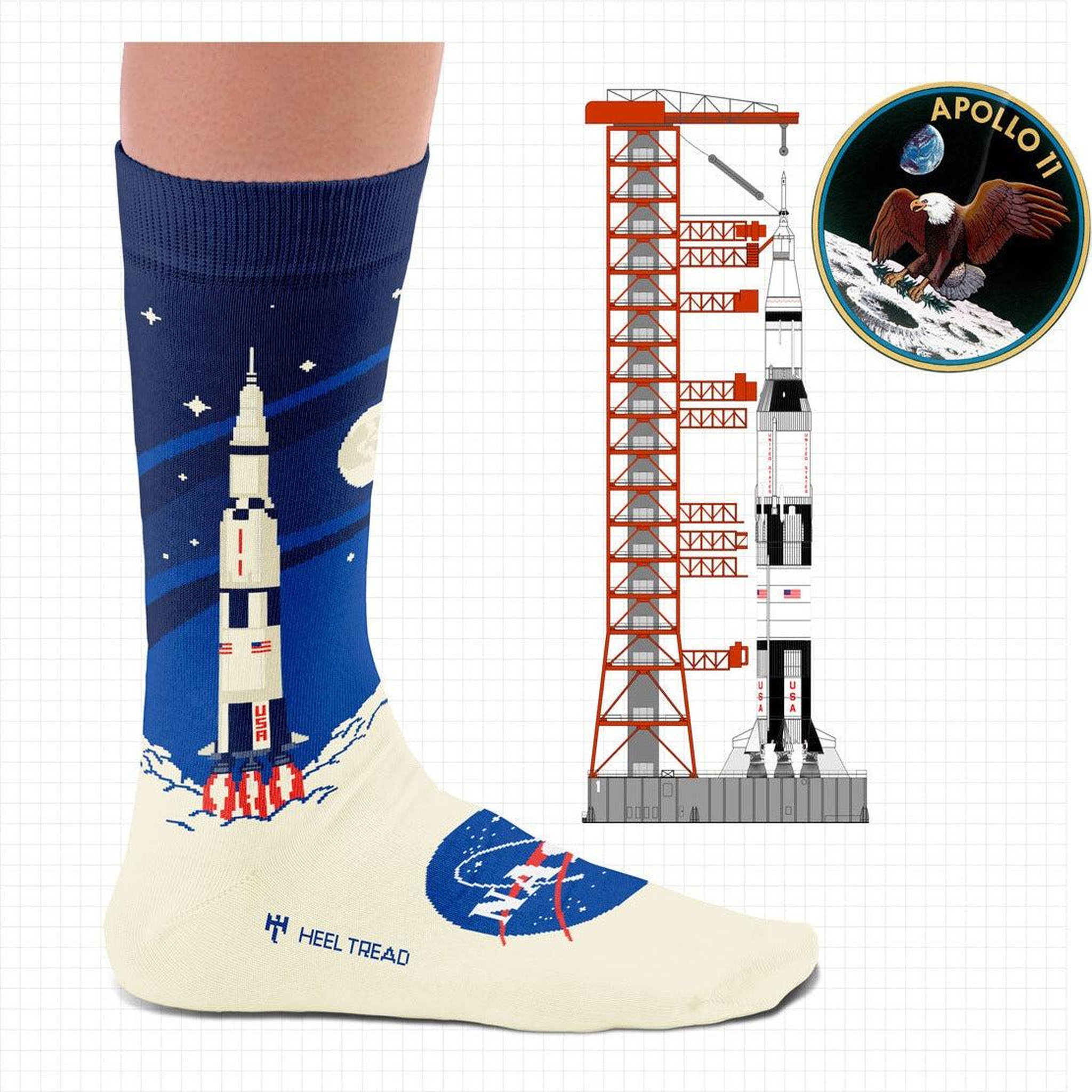 Voir la diapositive 5 : SOCK AFFAIRS Chaussettes lanceur saturn v de la nasa