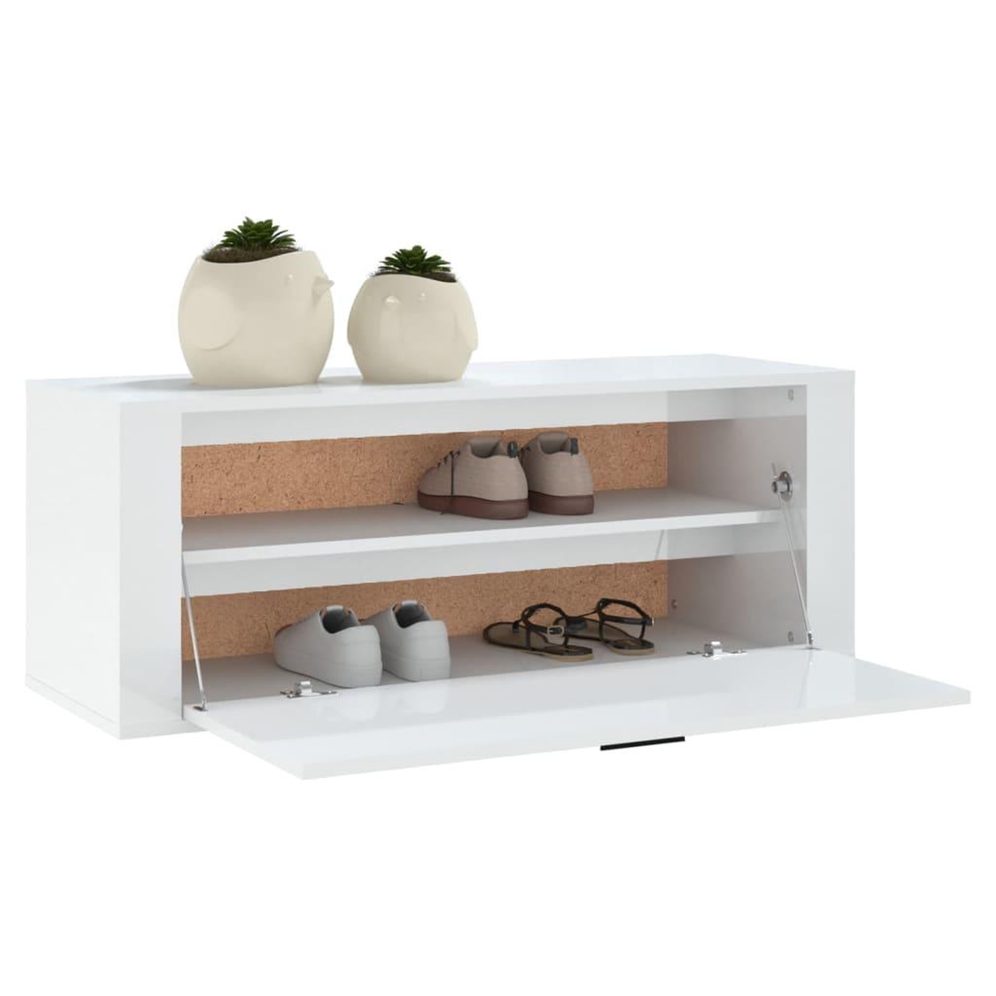 Voir la diapositive 4 : VIDAXL Armoire a chaussure murale Blanc brillant 100x35x38 cm