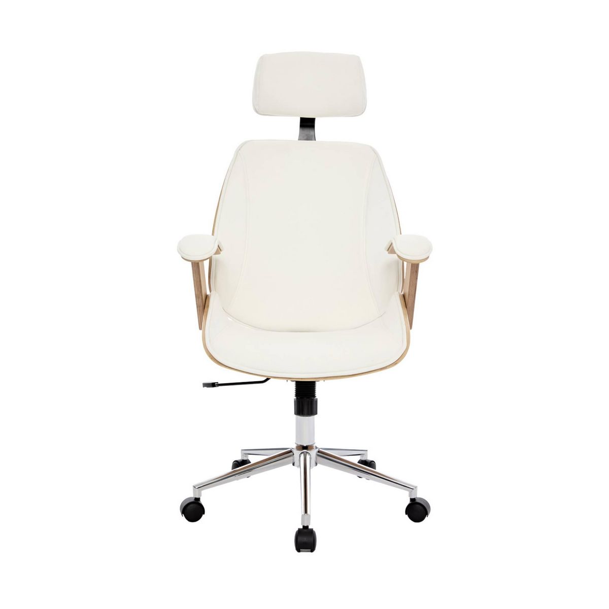 SWEEEK Chaise de bureau à roulettes décor bois courbé et simili cuir