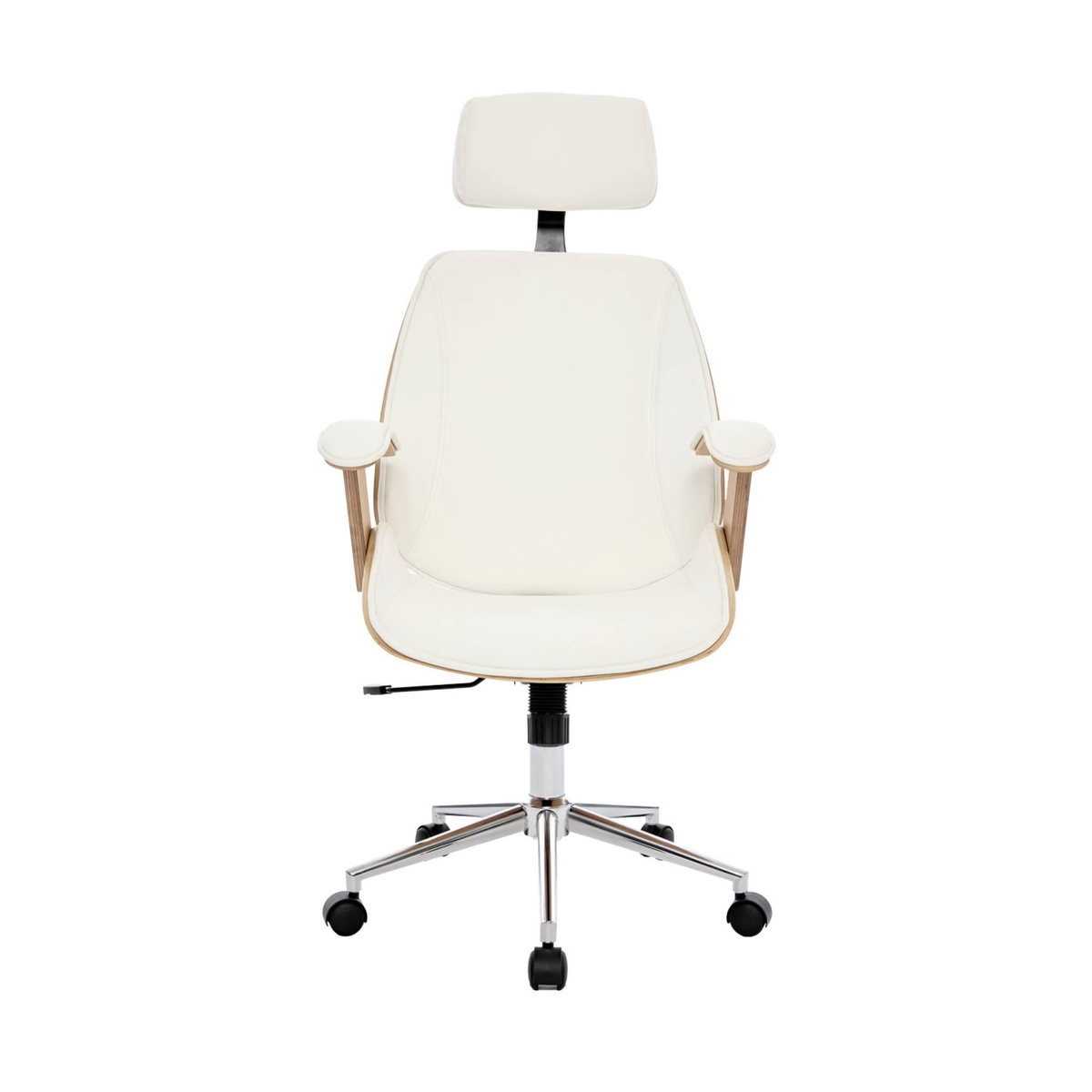 SWEEEK Chaise de bureau à roulettes décor bois courbé et simili cuir