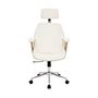 Voir la diapositive 5 : SWEEEK Chaise de bureau à roulettes décor bois courbé et simili cuir