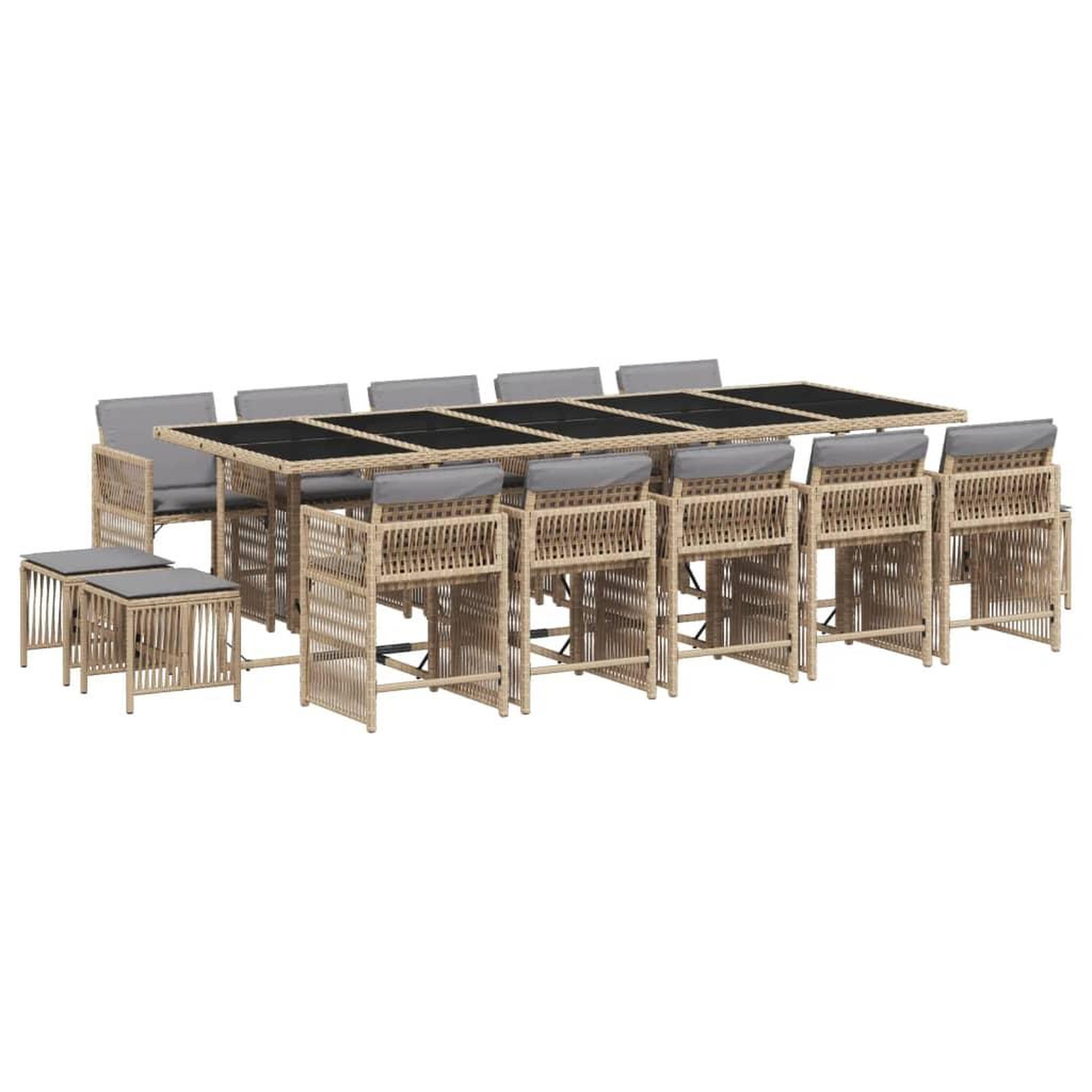 Voir la diapositive 2 : VIDAXL Ensemble a manger de jardin et coussins 15 pcs melange beige