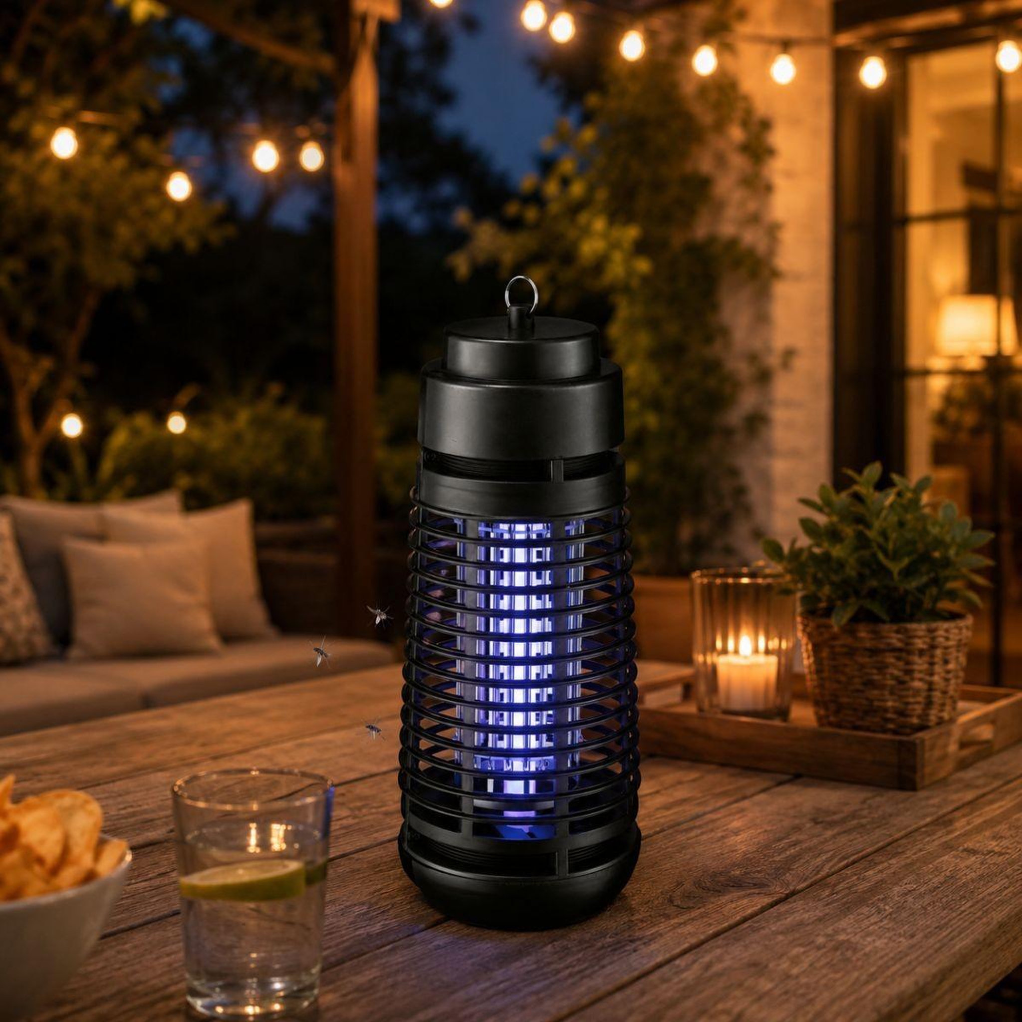 Voir la diapositive 4 : INTEC Lampe Anti Moustique 6W Intérieur/Extérieur - Piège Anti Insectes Noir Réduit les Piqûres 80m2 Elimine Mouches Insectes volants