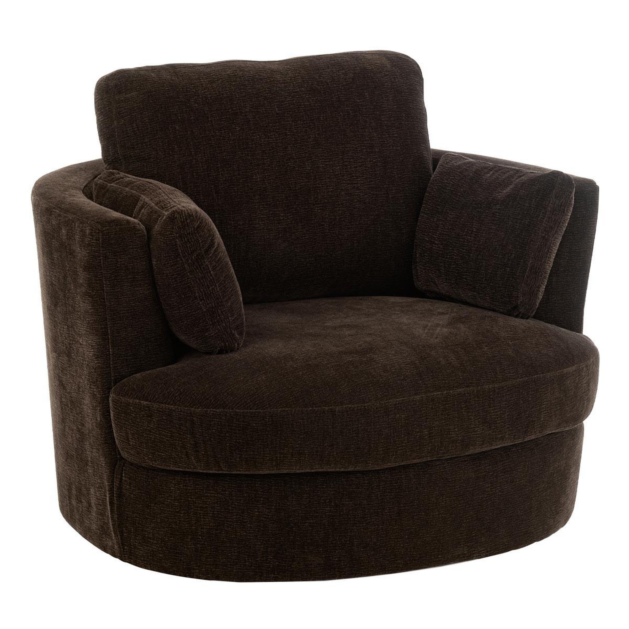 J-LINE Fauteuil Pivotant  Swiv  109cm Marron Foncé