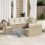 VIDAXL Salon de jardin avec coussins 8 pcs beige resine tressee