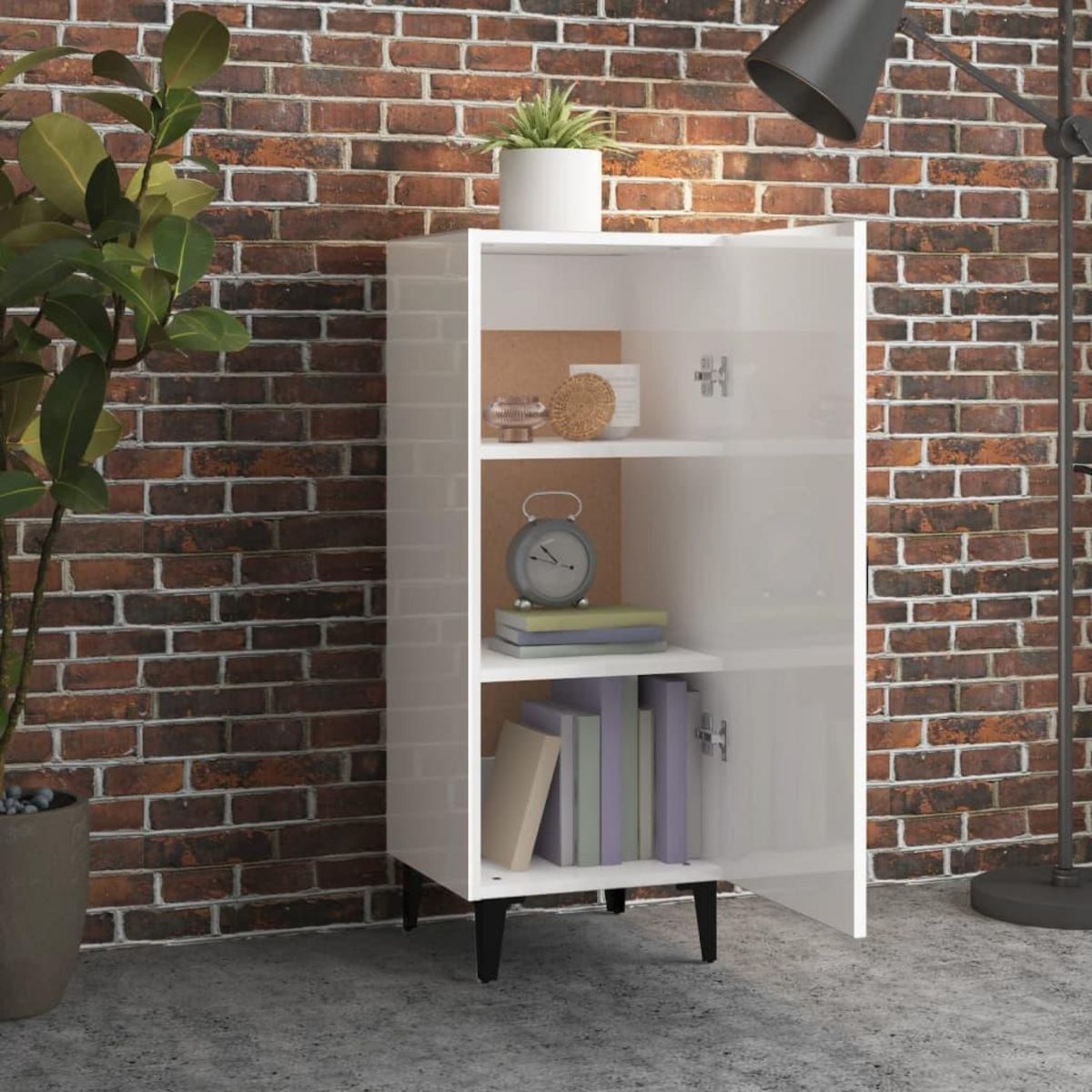 VIDAXL Buffet Blanc brillant 34,5x34x90 cm Bois d'ingenierie