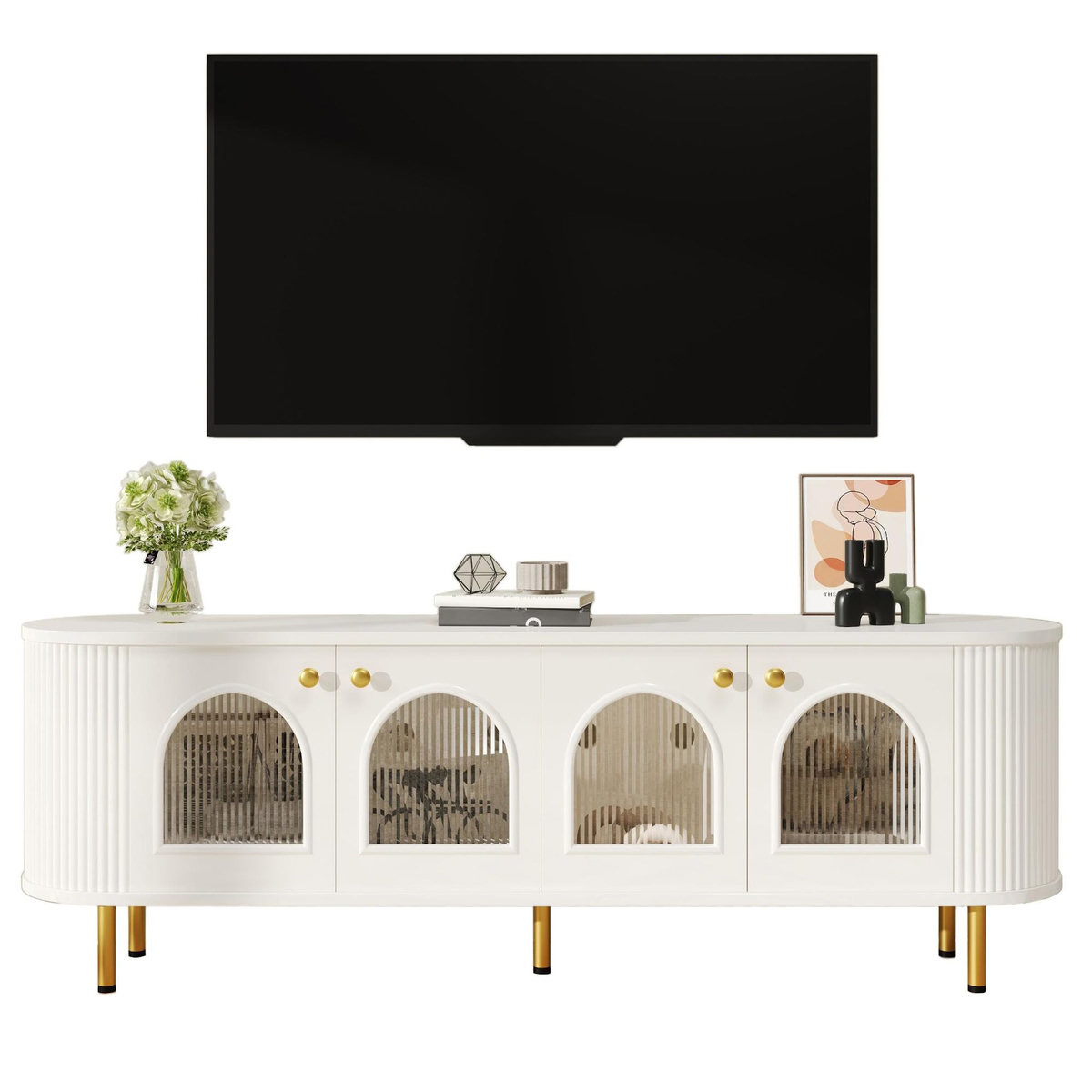 MERAX Meuble tv blanc 170 cm mdf