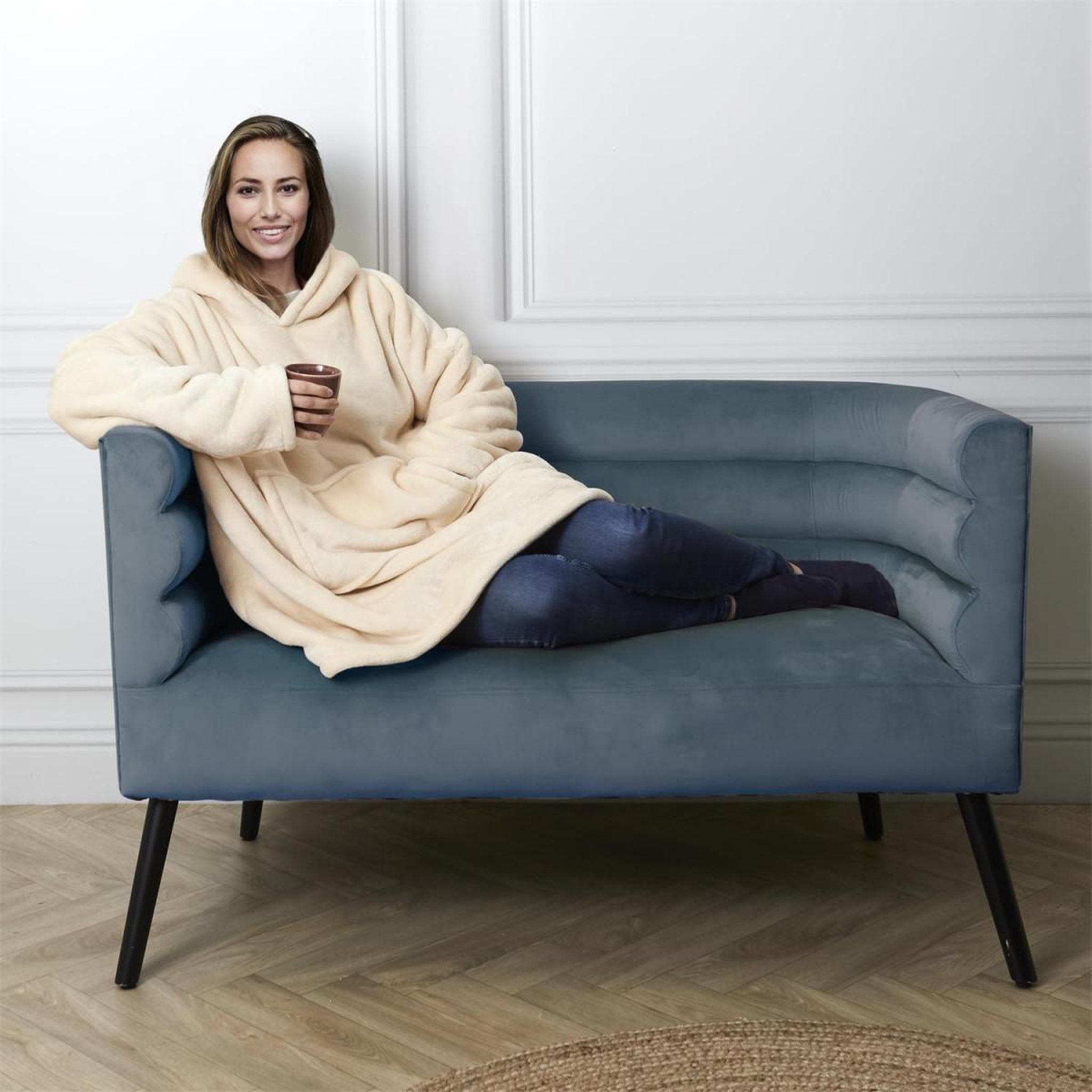 Voir la diapositive 5 : The Home Deco Factory Sweat à capuche  sherpa  85x118cm lin