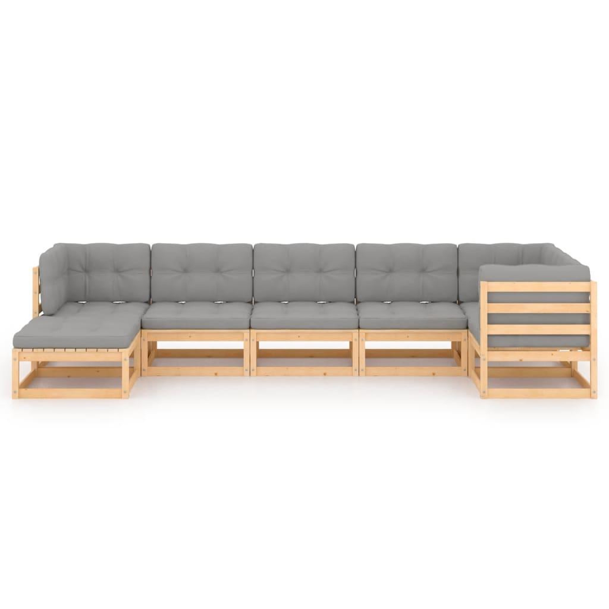 Voir la diapositive 3 : VIDAXL Salon de jardin 7 pcs avec coussins Bois de pin massif