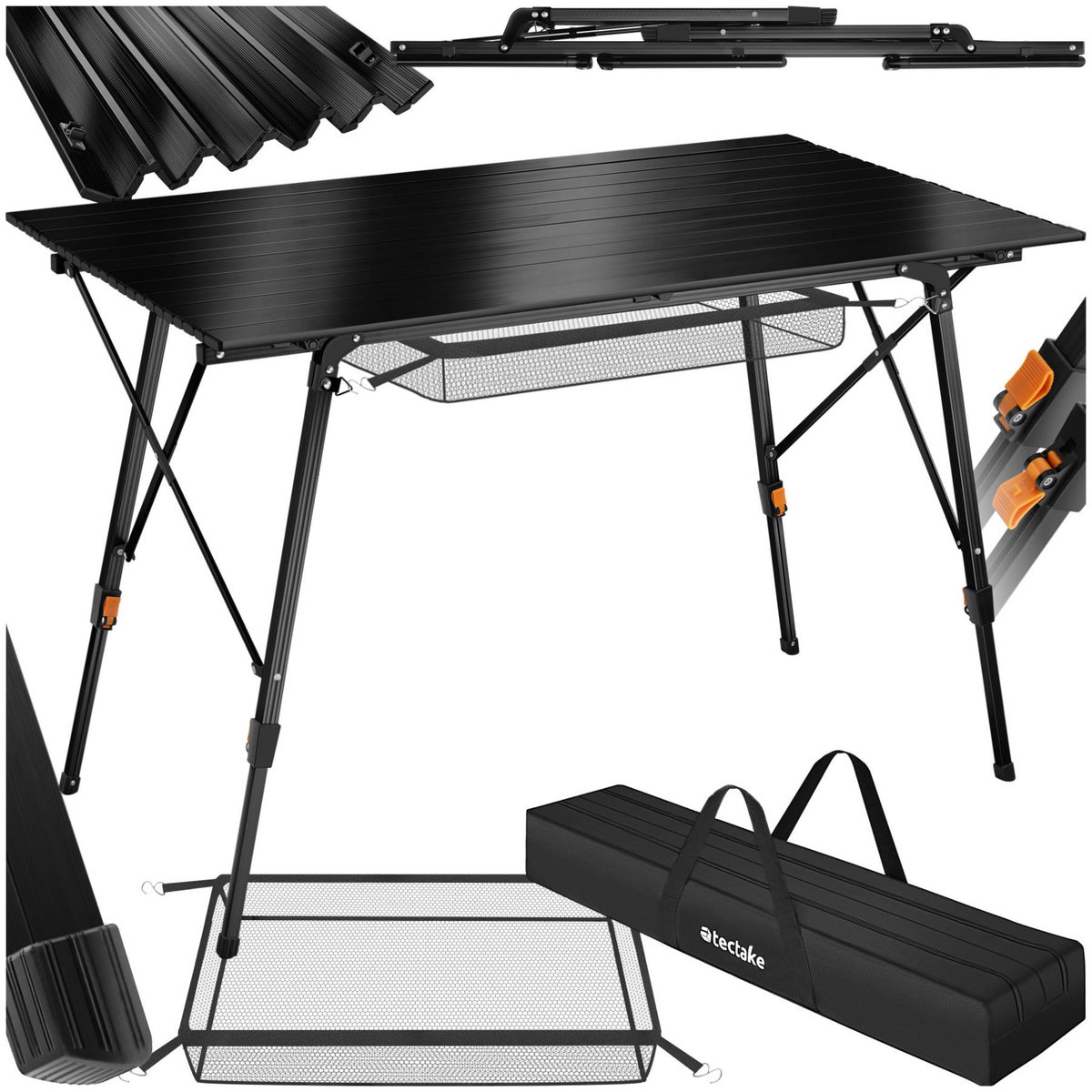 tectake Table de camping pliante noir
