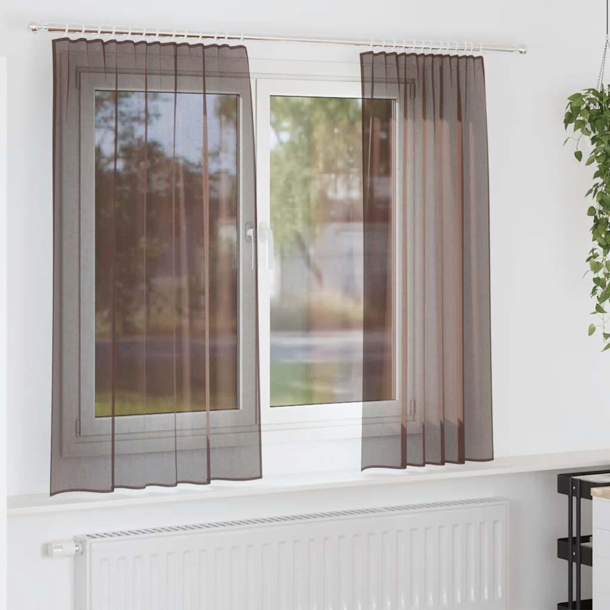 VIDAXL Rideaux en voile avec passants 2 pcs marron