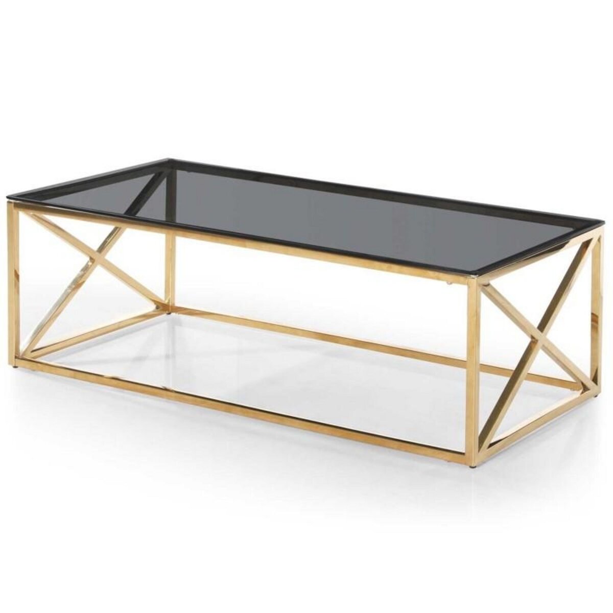 Paris Prix Table Basse Verre Design  Gladis  120cm Or & Noir