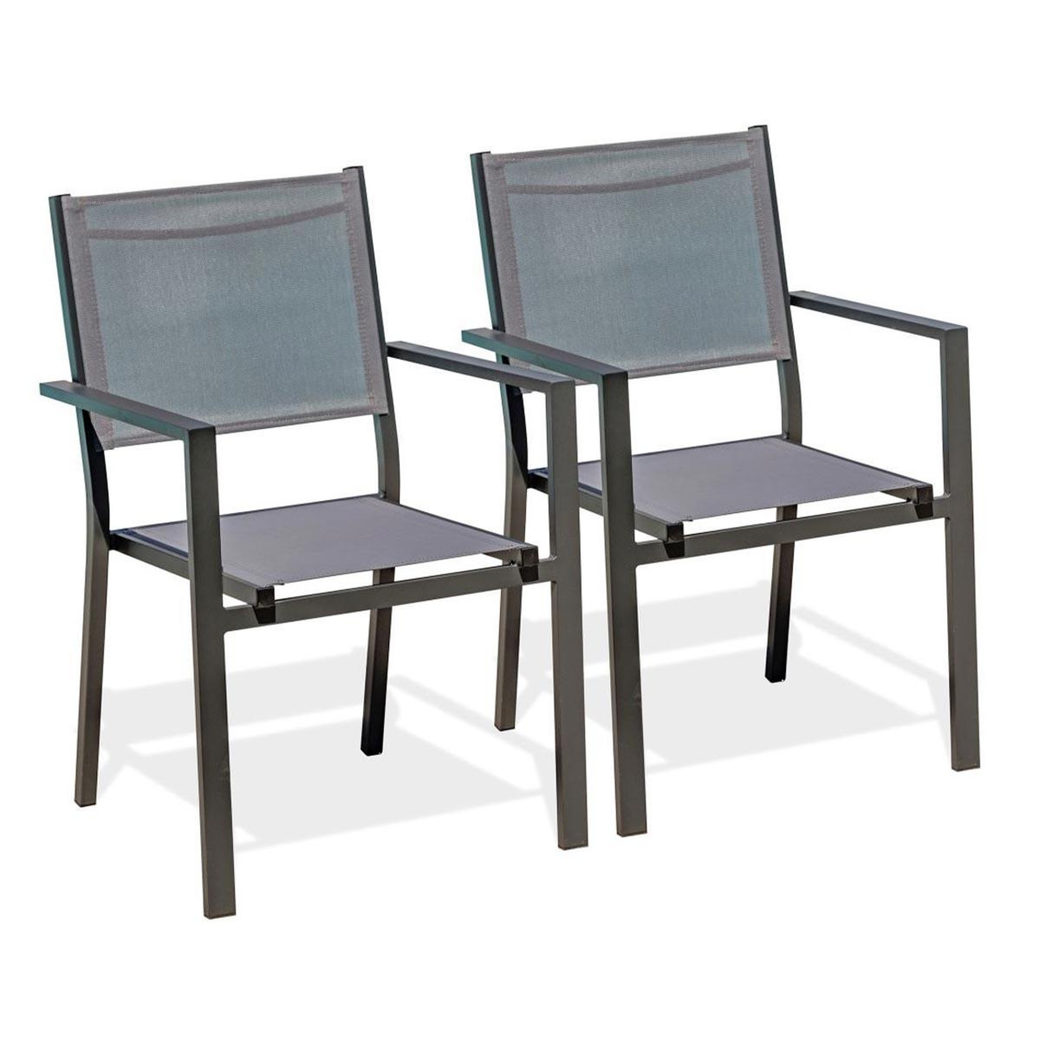 DCB GARDEN Lot de 2 Fauteuils de Jardin Empilables  Tolede  87cm Gris Anthracite