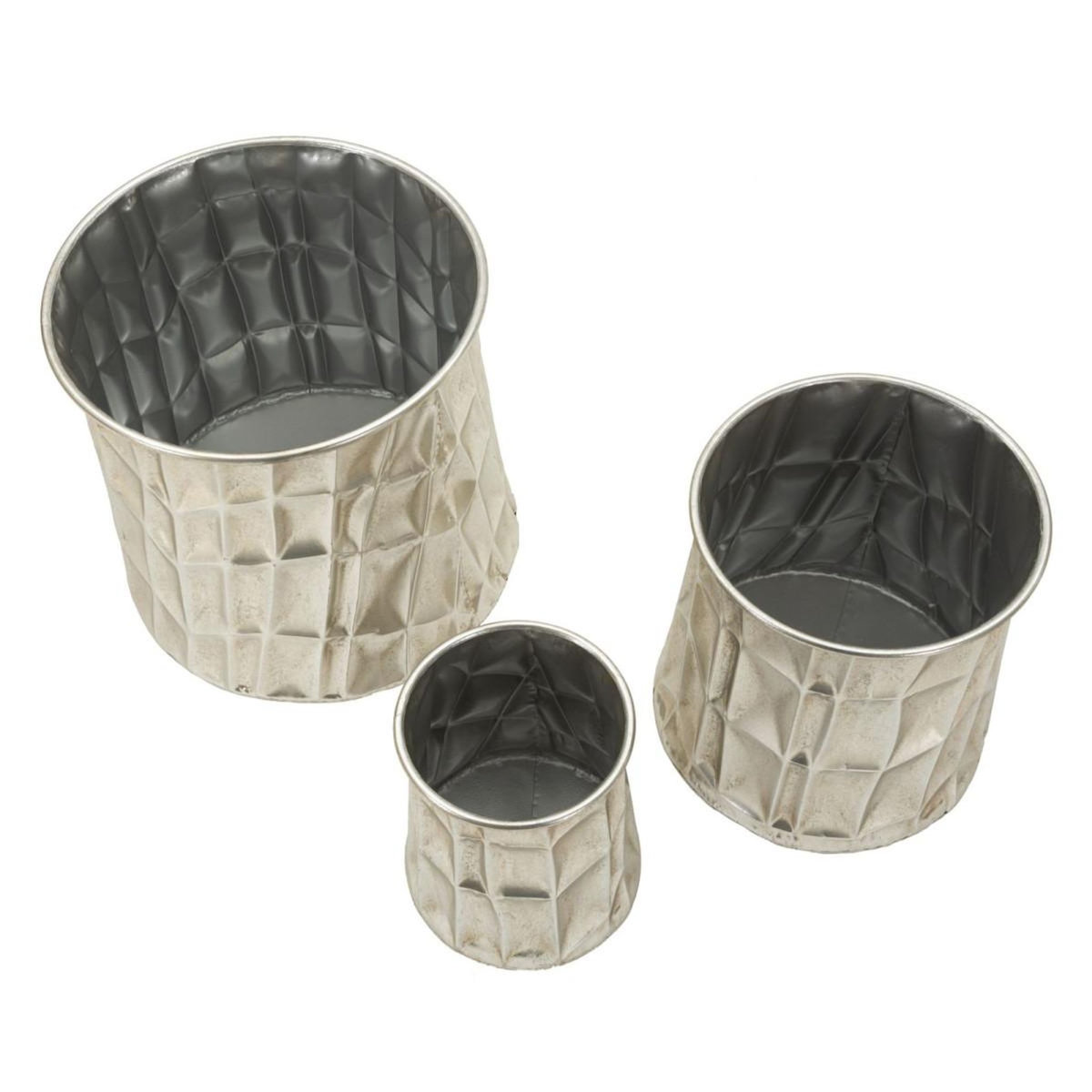 Paris Prix Lot de 3 Cache-Pots en Métal  Silv  38cm Argent