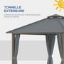 Voir la diapositive 6 : OUTSUNNY Pavillon de jardin style contemporain - barnum avec rideaux - dim. 2,96L x 2,96l x 2,8H m - alu. polyester gris