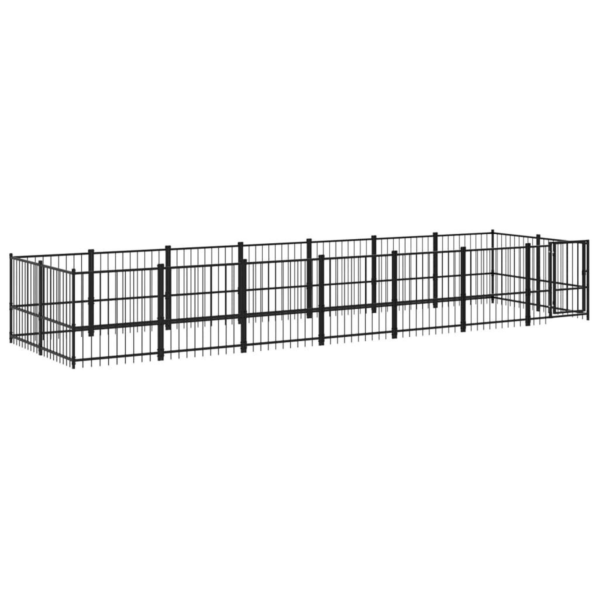 Voir la diapositive 2 : VIDAXL Chenil d'exterieur pour chiens Acier 13,14 m²