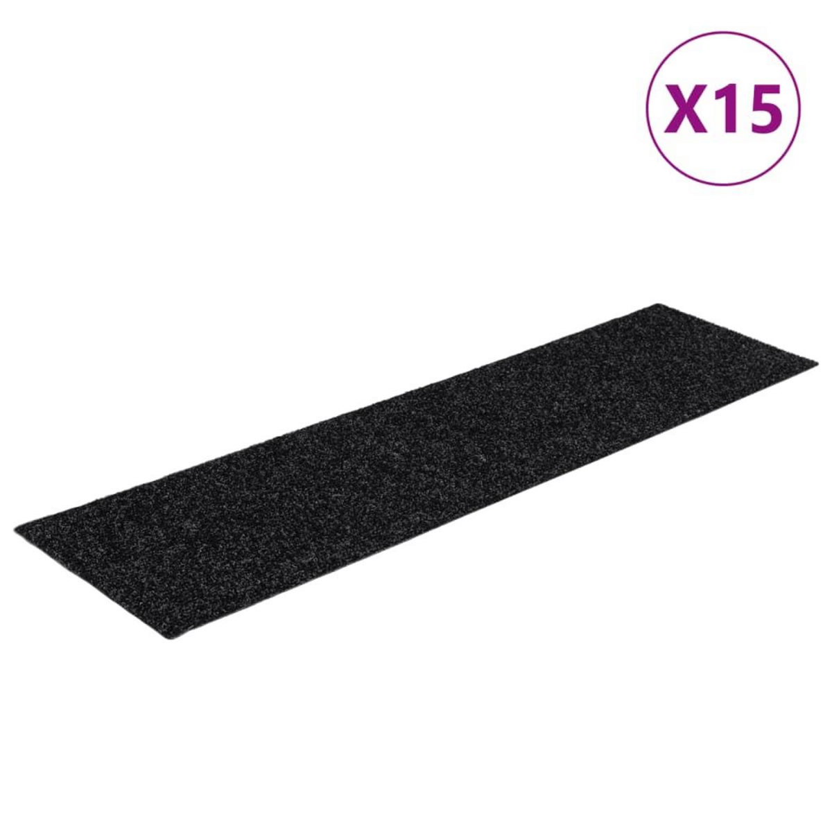 VIDAXL Tapis d'escalier autocollants Rectangulaire 15 pcs 76x20cm Noir