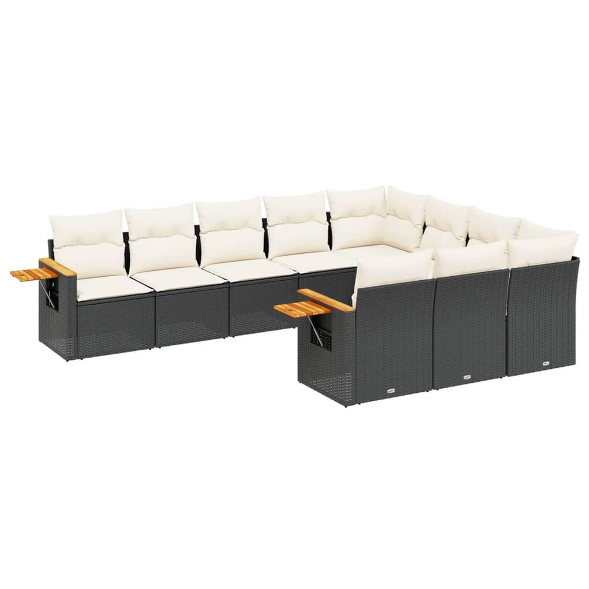 Voir la diapositive 2 : VIDAXL Salon de jardin 10 pcs avec coussins noir resine tressee